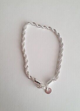 925 Sterling Silver Plated Rope Chain Lobster Clasp Bracelet